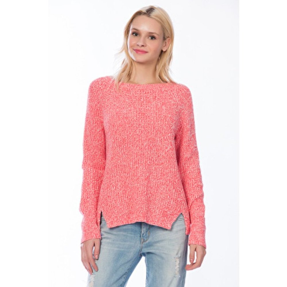GAP Slit Detail Shaker Sweater in Pink & White - Small